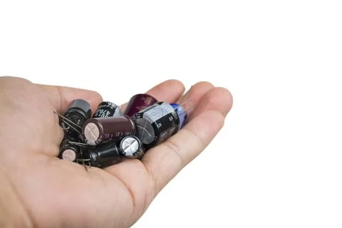 Electrolytic capacitors group Stock Photos