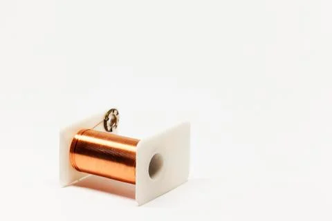 Electromagnet coil on white background Stock Photos