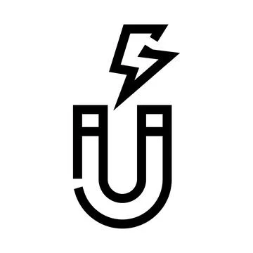Electromagnet icon generating powerful electrical energy Stock Illustration