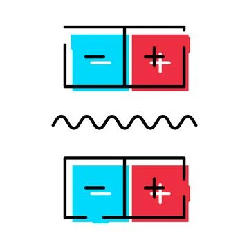 Electromagnetic field generating between positive and negative charges Stock Illustration