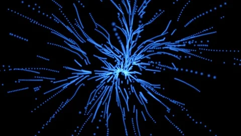 Electromagnetic field , particles forming complex network. 3d animation Stock Footage 120382941