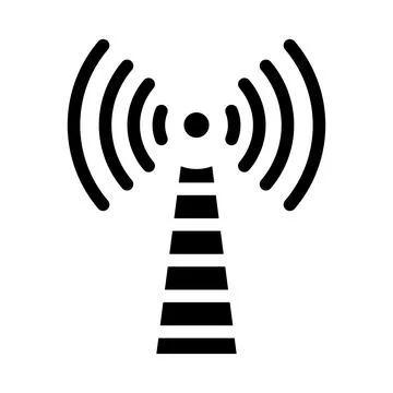 Electromagnetic interference label glyph icon vector illustration Stock Illustration