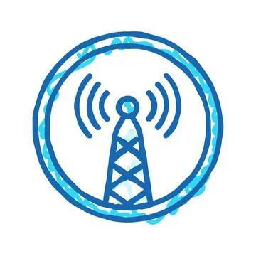 Electromagnetic interference label icon doodle illustration Stock Illustration