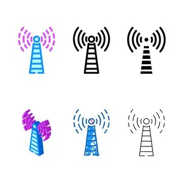 Electromagnetic interference label multistyle color icon vector Stock Illustration