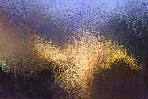 Electromagnetic lines and impulses texture on multi-colored ribbed glass Foto stock