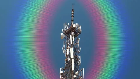 Electromagnetic radiation from cell tower, frequency spectrum Stock Footage 155809631