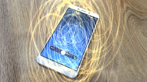 Electromagnetic radiation of devices (smartphone). Visual effect Stock Footage 152760336
