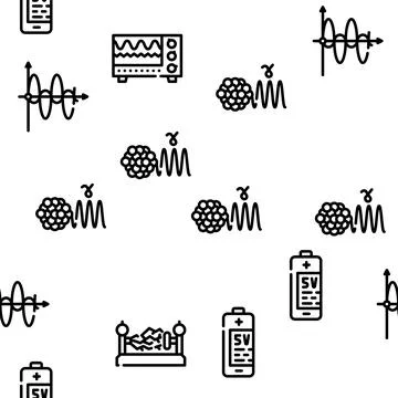 Electromagnetic Science Physics Vector Seamless Pattern 库存插图