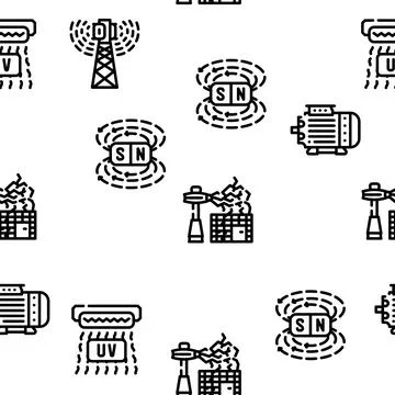 Electromagnetic Science Physics Vector Seamless Pattern Stock Illustration