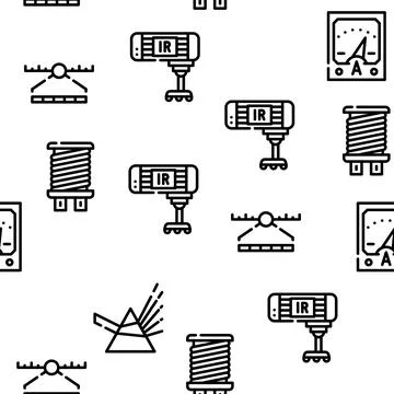 Electromagnetic Science Physics Vector Seamless Pattern Stock Illustration