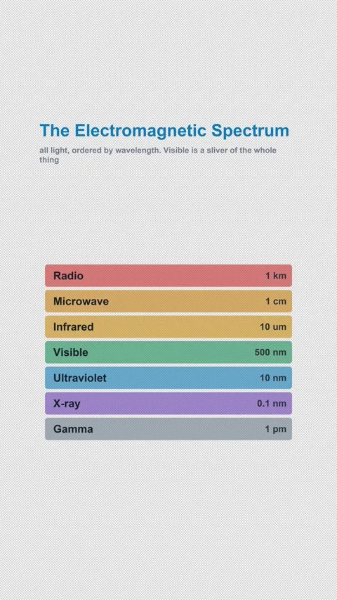 The Electromagnetic Spectrum Labeled Science Diagram 4K Vertical 9x16 Light Видео 339645526
