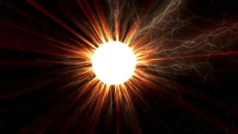 Electromagnetic Storm on the Sun. Animation with Plasma Lightnings. Stock Footage 73959435