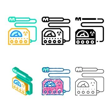 Electromagnetic wave meter color icon vector set Stock Illustration
