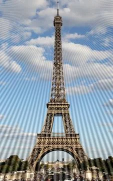 Electromagnetic waves from the antenna of the Eiffel Tower in Paris in France Foto stock