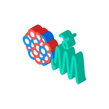 Electromagnetic waves isometric icon vector illustration Stock Illustration