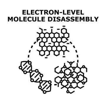 Electron level molecule disassembly process vector concept Stock Illustration