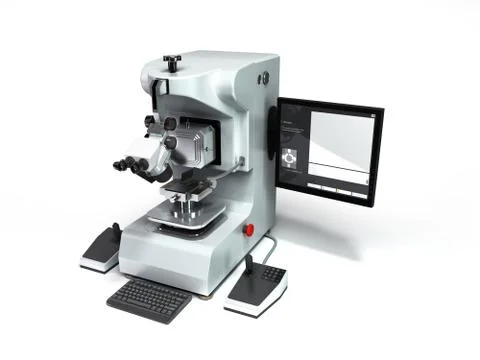 Electron microscope 3d render on white Illustrazione stock