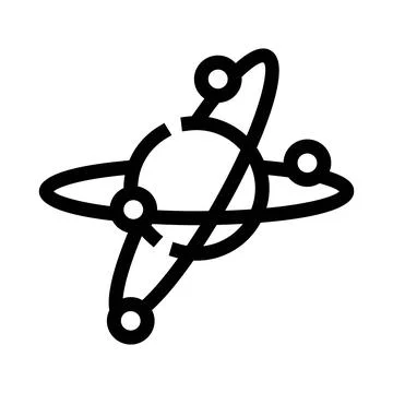 Electron orbits moving around a central nucleus icon Stock Illustration