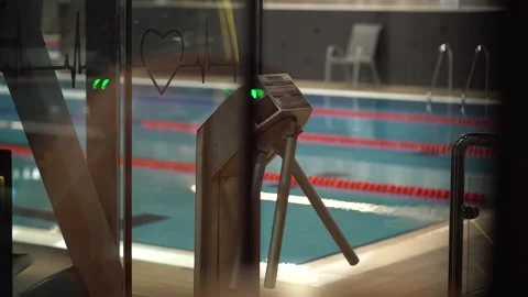 Electronic Access Turnstile at Swimming Pool Entrance 스톡 동영상 326783104