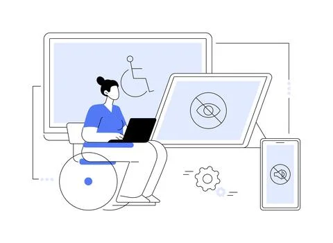 Electronic accessibility abstract concept vector illustration. Illustrazione stock