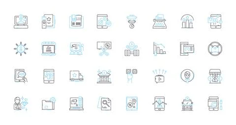 Electronic age linear icons set. Digitization, Automation, Robotics Stock Illustration
