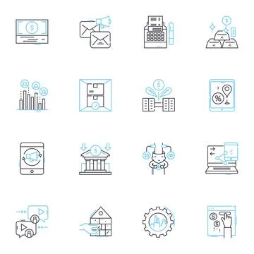 Electronic age linear icons set. Digitization, Automation, Robotics Stock Illustration