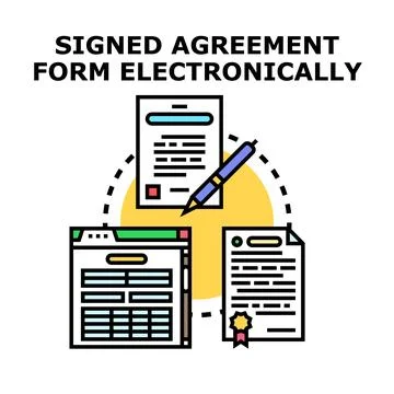 Electronic agreement form signing process illustration Stock Illustration