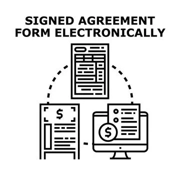Electronic agreement form signing process illustration Stock Illustration