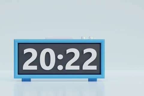 Electronic alarm clock with big numbers 2022, 3d render Stock-Illustration