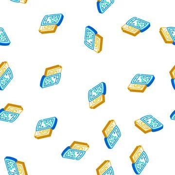 Electronic and paper maps isometric icon seamless pattern 스톡 일러스트