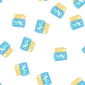 Electronic and paper maps vector seamless pattern 스톡 일러스트