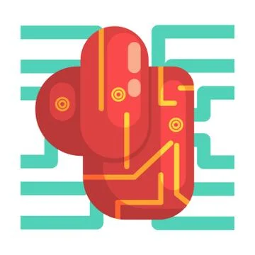 Electronic Android Heart Internal Organ, Part Of Futuristic Robotic And IT Stock Illustration