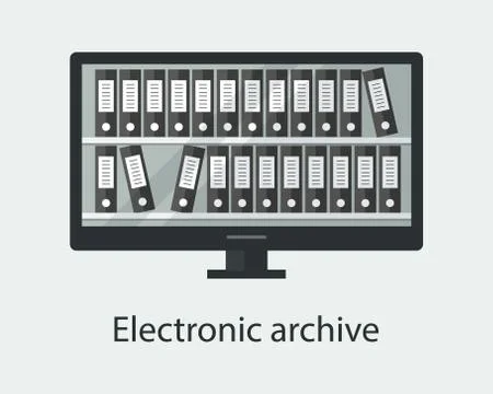 Electronic archive concept. Folders with documents in the computer 스톡 일러스트