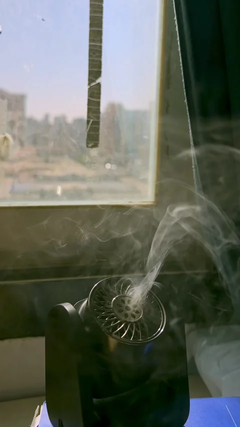 Electronic Aroma Diffuser Emitting Smoke By Window Stock Footage 346055162