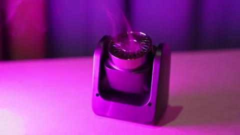Electronic Aroma Diffuser Emitting Vapor In Neon Lighting Stock Footage 346086858