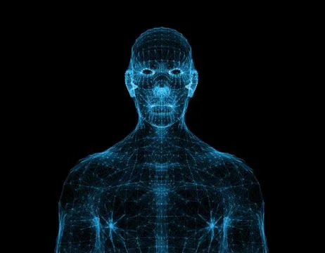 Electronic artificial intelligence, human body technology network data Ilustración de archivo