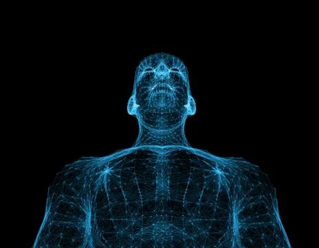 Electronic artificial intelligence, human body technology network data Ilustración de archivo