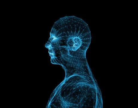 Electronic artificial intelligence, human body technology network data Ilustración de archivo