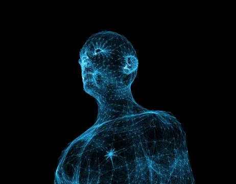 Electronic artificial intelligence, human body technology network data Illustrazione stock
