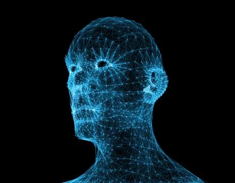 Electronic artificial intelligence, human body technology network data Ilustración de archivo