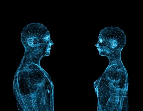 Electronic artificial intelligence, human body technology network data Illustrazione stock