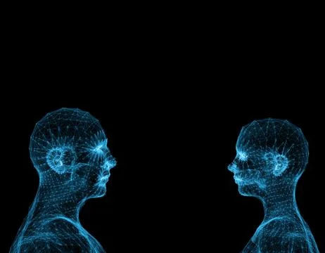 Electronic artificial intelligence, human body technology network data Ilustración de archivo