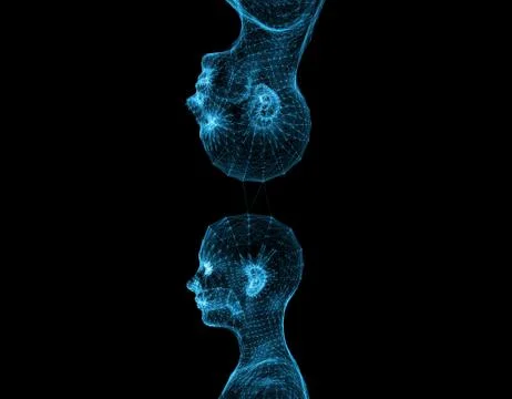 Electronic artificial intelligence, human body technology network data Ilustración de archivo