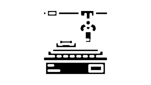 Electronic assembly line industry 3 glyph icon animation Stock Footage 326735088