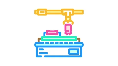 Electronic assembly line industry 3 color icon animation Stock Footage 327259435