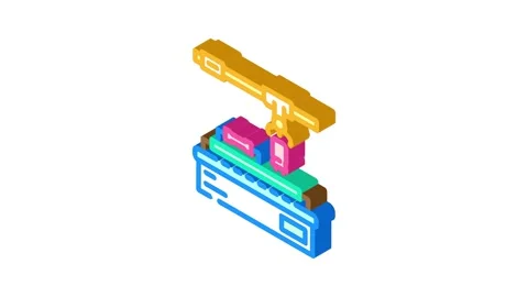 Electronic assembly line industry 3 isometric icon animation Stock Footage 327280292