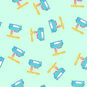 Electronic assembly line industry 3 vector seamless pattern 库存插图