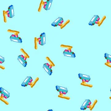 Electronic assembly line industry 3 isometric icon seamless pattern 스톡 일러스트