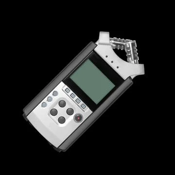 Electronic audio device - Front view Portable digital Recorder isolated black Stock Photos