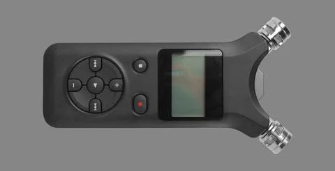 Electronic audio device - Front view Portable digital Recorder isolated grey Stock Photos